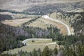 A twisting, winding mountain road