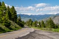 The twisty, narrow roads near the Mammoth Hot Springs area of Yellowstone National Park Royalty Free Stock Photo