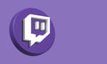 Twitch Circle Button Icon 3D. Elegant Template Blank Space
