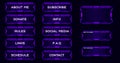 Twitch set of modern purple gaming panels and overlays for live streamers. Design alerts and buttons for streaming. 16:9 and 4:3 s