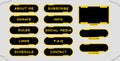 Twitch set of modern round yello-black gaming panels and overlays for live stream. Design alerts and buttons for streaming. 16:9 a