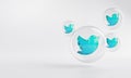 Twitter Acrylic Icon Inside Bubble Glass Copy Space 3D