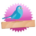 Twitter badge with Blue bird and sign