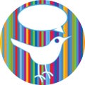 Twitter bird on colorful lines
