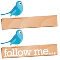 Twitter Bird with Follow Me sign