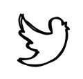 Twitter bird icon doodle style Logo. Social media icon on white background Royalty Free Stock Photo