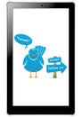 Twitter bird in tablet Royalty Free Stock Photo