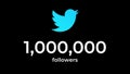 Twitter counter of an influencer's social media number increasing to 1 Million followers. Growing followers number