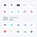 20 Twitter Flat Color icon Pack like message chat picture cover page