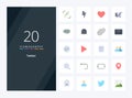 20 Twitter Flat Color icon for presentation
