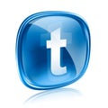 Twitter icon glass blue, isolated