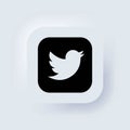 Twitter icon. Neumorphic UI UX white user interface web button. Neumorphism. Kiev, Ukraine - April, 19, 2021