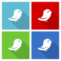 Twitter icon set, flat design vector illustration in eps 10 for webdesign and mobile applications in four color options Royalty Free Stock Photo