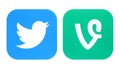 Twitter icon and Vine icons