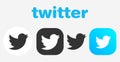 Twitter icons and buttons set isolated on gray. Vector