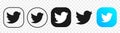 Twitter icons and buttons set isolated on grey.