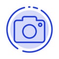 Twitter, Image, Picture, Camera Blue Dotted Line Line Icon