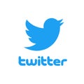 Twitter logo with bird isolated over white background. Social media and networking.