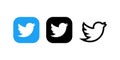 Twitter logo and icon printed on white paper in different styles. Vector Royalty Free Stock Photo