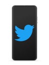 Twitter logo icon on smartphone screen