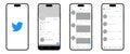 Twitter. Twitter mobile App interface template on Apple Iphone mockup. Mockup page template. Kyiv, Ukraine - February 20, 2023