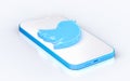 Twitter sign on mobile phone isolated white background