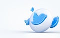 Twitter sign realistic 3d rendering iconic background