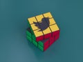 Twitter Social Media Rubiks Cube Puzzle Solve Logic Game Difficult 3D Illustration