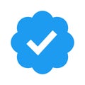 Twitter verified profile badge. Blue verified twitter account icon. Social media account verification icon. Blue check mark sign.