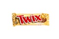 Twix chocolate bar over white background