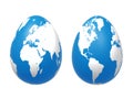 Two 3d eggs world in blue Royalty Free Stock Photo