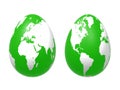 Two 3d eggs world in green Royalty Free Stock Photo