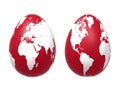 Two 3d eggs world in red Royalty Free Stock Photo