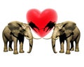 Two 3d elephant with red heart Royalty Free Stock Photo