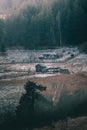 Two abandoned houses in the middle of nowhere. Royalty Free Stock Photo