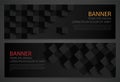 Two abstract black banners. Business design template. Website template. Horizontal banners set. Vector Royalty Free Stock Photo