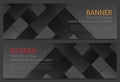 Two abstract black banners. Business design template. Website template. Horizontal banners set. Vector Royalty Free Stock Photo
