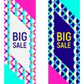 Two abstract geometric banner backgrounds, memphis style Royalty Free Stock Photo