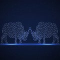 Two abstract polygonal wireframe rhinoceros Royalty Free Stock Photo