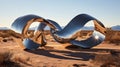 Reflective Metal Sculpture: An Otherworldly Land Art In The Desert Royalty Free Stock Photo