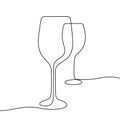 Wine glasses continuous line vector illustration Royalty Free Stock Photo