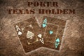 Two ace poker texas holdem game background. Casino gambling poker Royalty Free Stock Photo