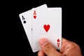 Two aces hand Royalty Free Stock Photo