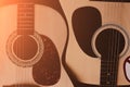 Two acoustic guitars. close-up Royalty Free Stock Photo