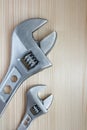 Two adjustable wrenches large and small Royalty Free Stock Photo