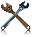 Two Adjustable Wrenches - One Rusted and the other in Stainless Steel Royalty Free Stock Photo