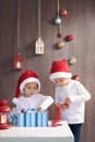 Two adorable boys, opening presents