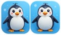 Two Adorable Cartoon Penguins on Light Blue Background Royalty Free Stock Photo