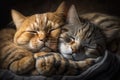 Two Adorable Cats Sleeping Together