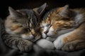 Two Adorable Cats Sleeping Together